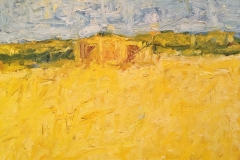 "Looking up toward the barn" oil on canvas