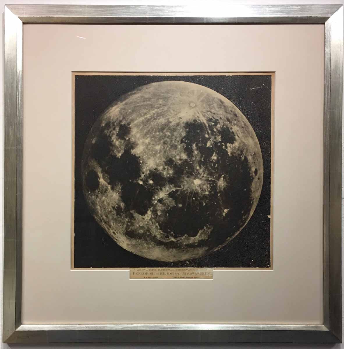 Early photo of the moon. Custom picture framing.