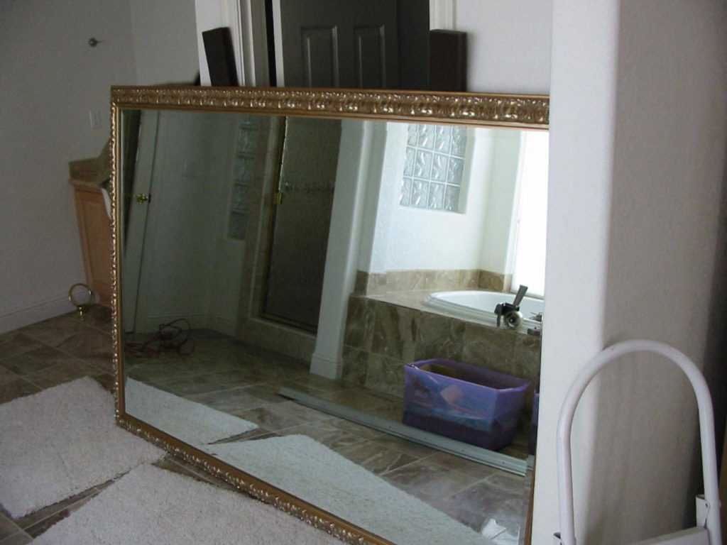 Large framed mirror.