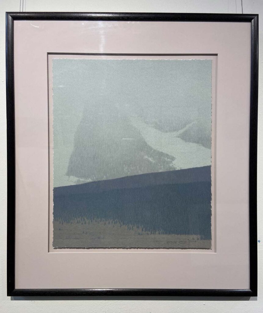 "Snowfall at the foot the Absaroka mountains". (SOLD) Note: this represents a more basic framing design for Chatham's work.